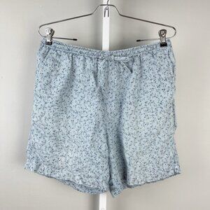 Vintage Jones New York Shorts Womens Small 100% Linen Blue Floral Drawstring